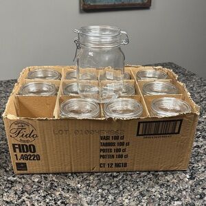 Bormioli Rocco Fido Case Clear 1L Glass Storage Jar with Secure Silver Lid NEW